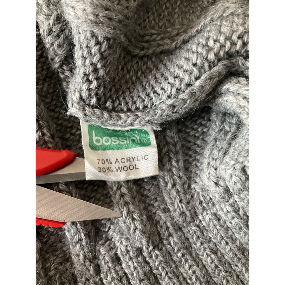 Mens Bossini Wool Blend Grey Pullover Cable Knit Fisherman Vest Golf Classic XL - Picture 7 of 8